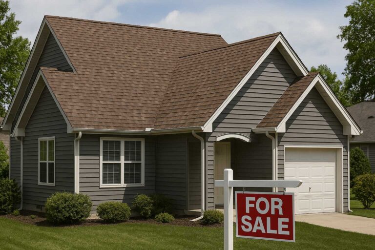 Modern house for sale with a well-maintained roof, highlighting curb appeal and structural integrity.